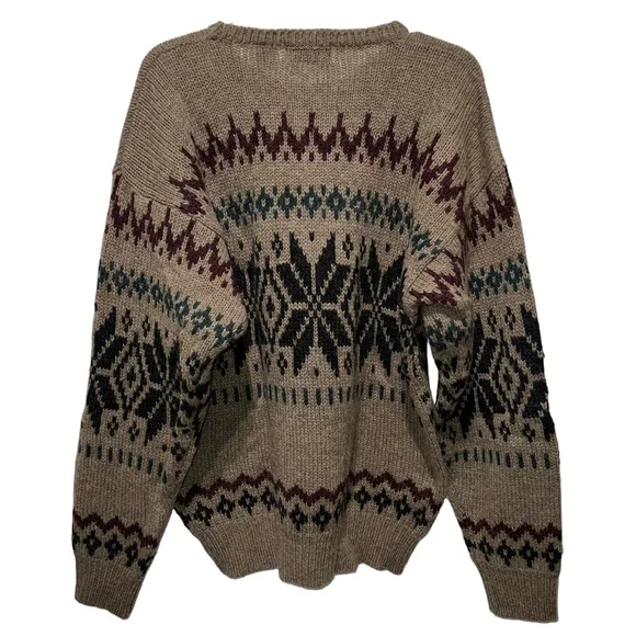 Traditions 90's wool knit Fair Isle sweater in a tan/beige color - Picture 2 of 9